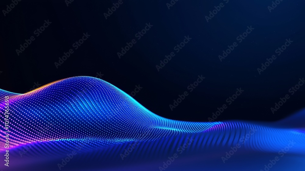 Poster background with contoured spacetime waves and forming stars on dark background science gravity physi