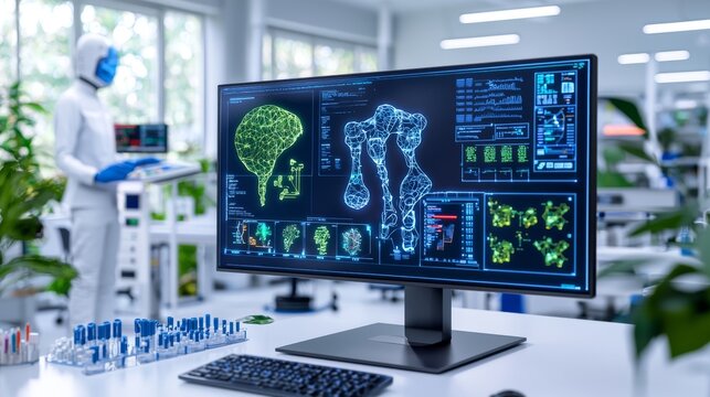 Innovations in quantum computing in a futuristic lab