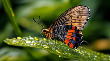 Close-Up of Iridescent Butterfly Wings Showcasing Vibrant Colors and Intricate Patterns in Nature