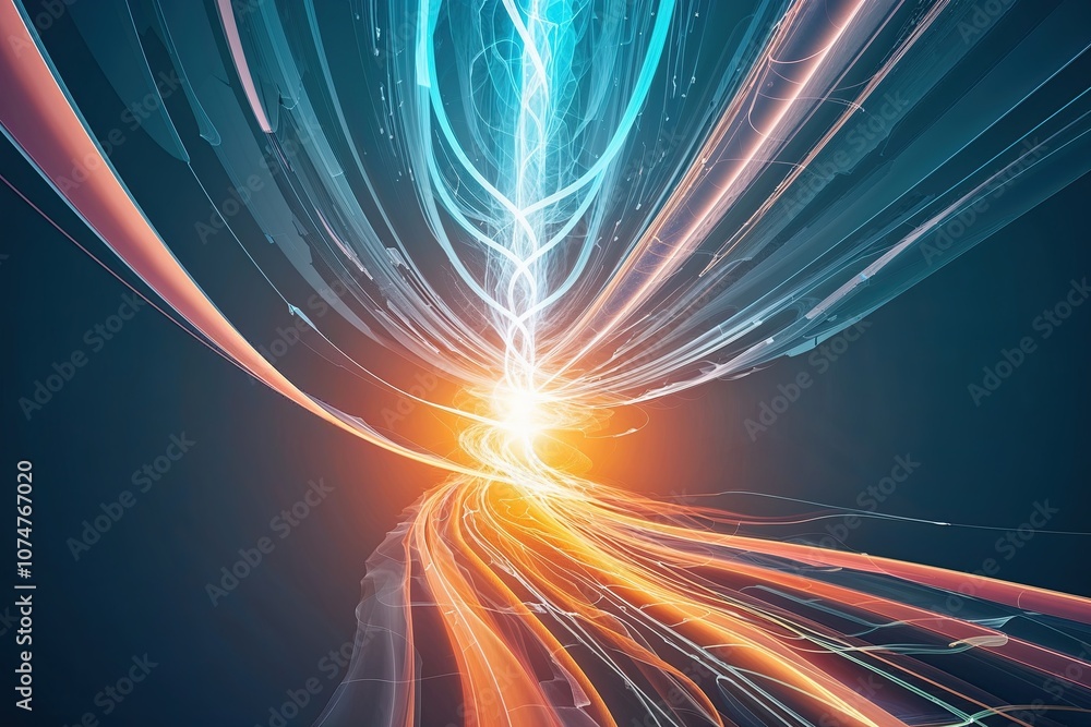 Poster futuristic energy visualization with abstract light and flowing streams