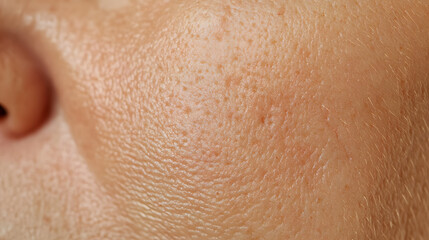 Fototapeta premium Close up macro photo of elderly human skin texture showing wrinkles, lines, and pores