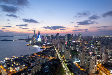 Fototapeta premium , Qingdao, Shandong Province, China, aerial photography, city, city skyline, buildings, background,