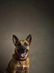 Obraz premium Pet photography of a dog sitting on a plain background.