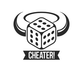 Cheater concept with dice that have number 6 on every side vector illustration.