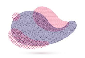 Oriental Japanese style vector abstract fluid flow illustration in red color isolated, background in Asian traditional style, lava shapes with patterns.