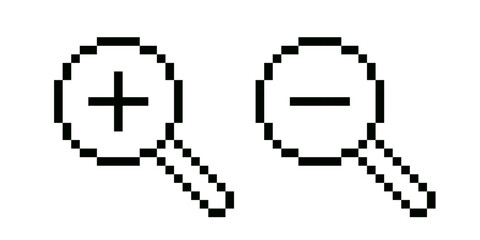 Magnifying glass icon. Magnifying glass cursor pixel