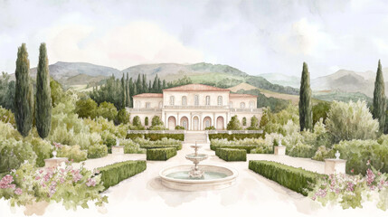 Elegant tuscan villa: classical architecture in serene countryside setting