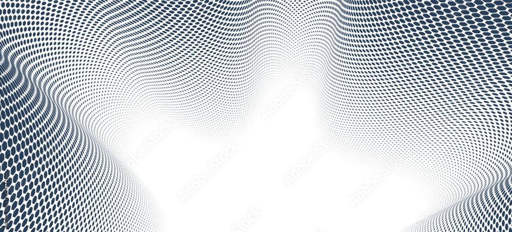 Poster dotted vector abstract background, black dots in perspective flow, dotty texture abstraction, big da