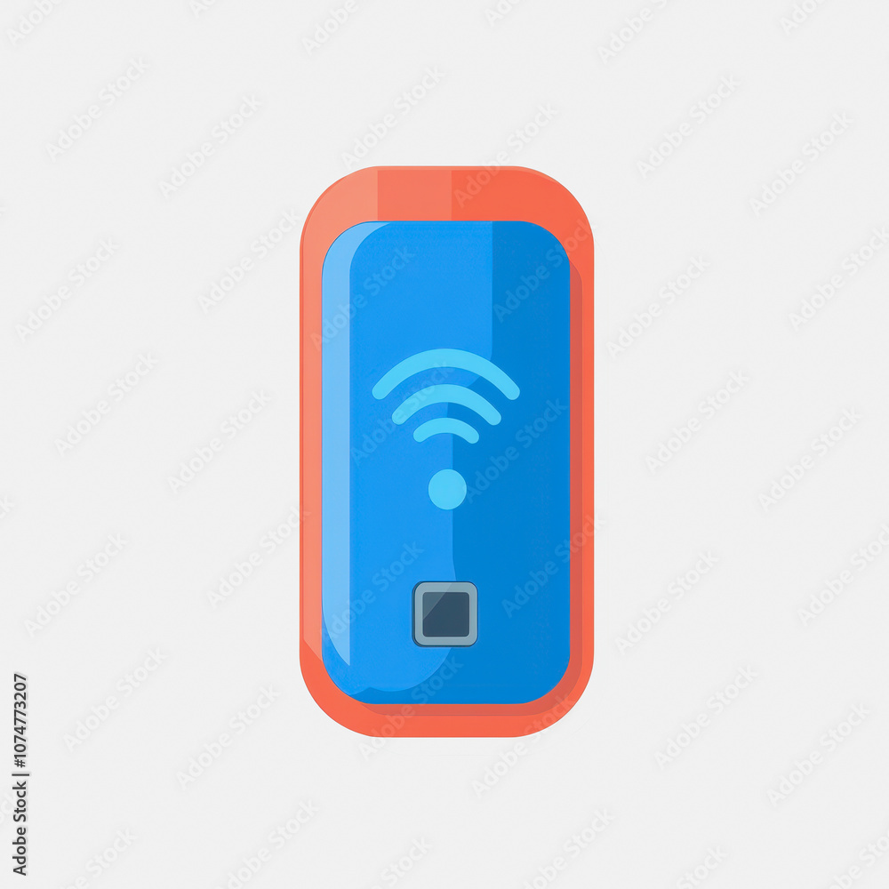 Poster this minimalist icon represents a bluetooth adapter, designed in a flat style with a vibrant blue an