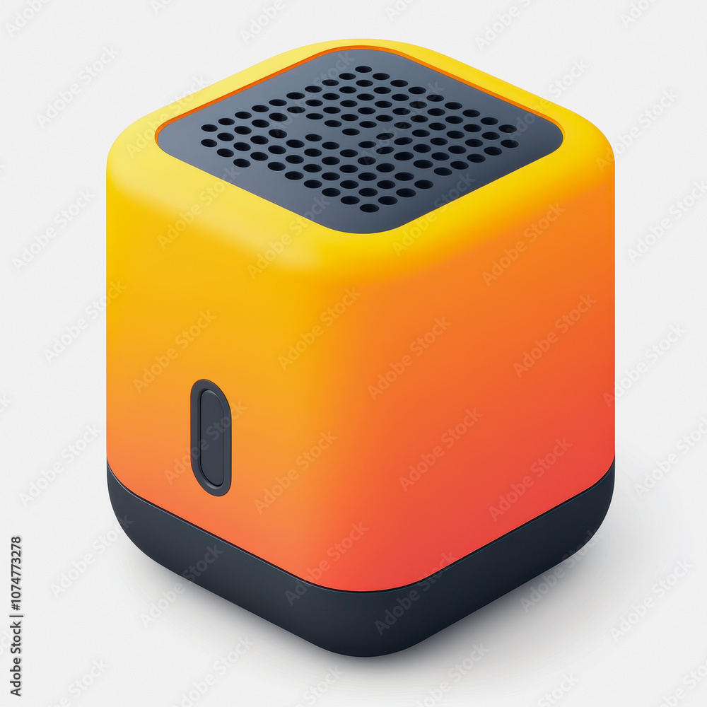 Poster this image features a modern bluetooth speaker with a vibrant gradient design, ideal for music lover
