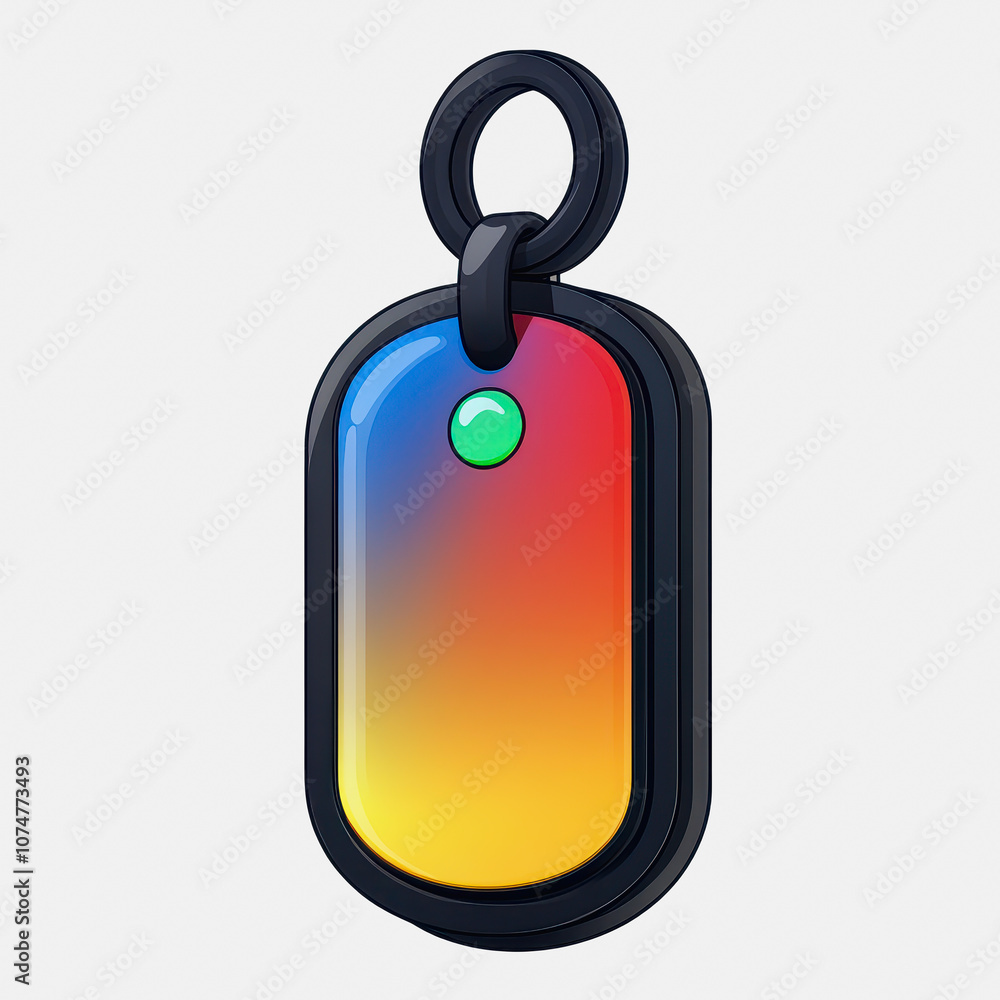 Poster a colorful flat icon of a bluetooth tracker with a gradient design. ideal for tech-related projects,