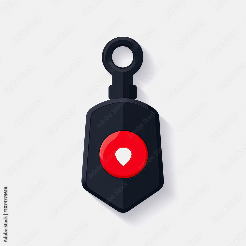 Poster a clean and modern illustration of a bluetooth tracker icon. the design features a sleek shape with 