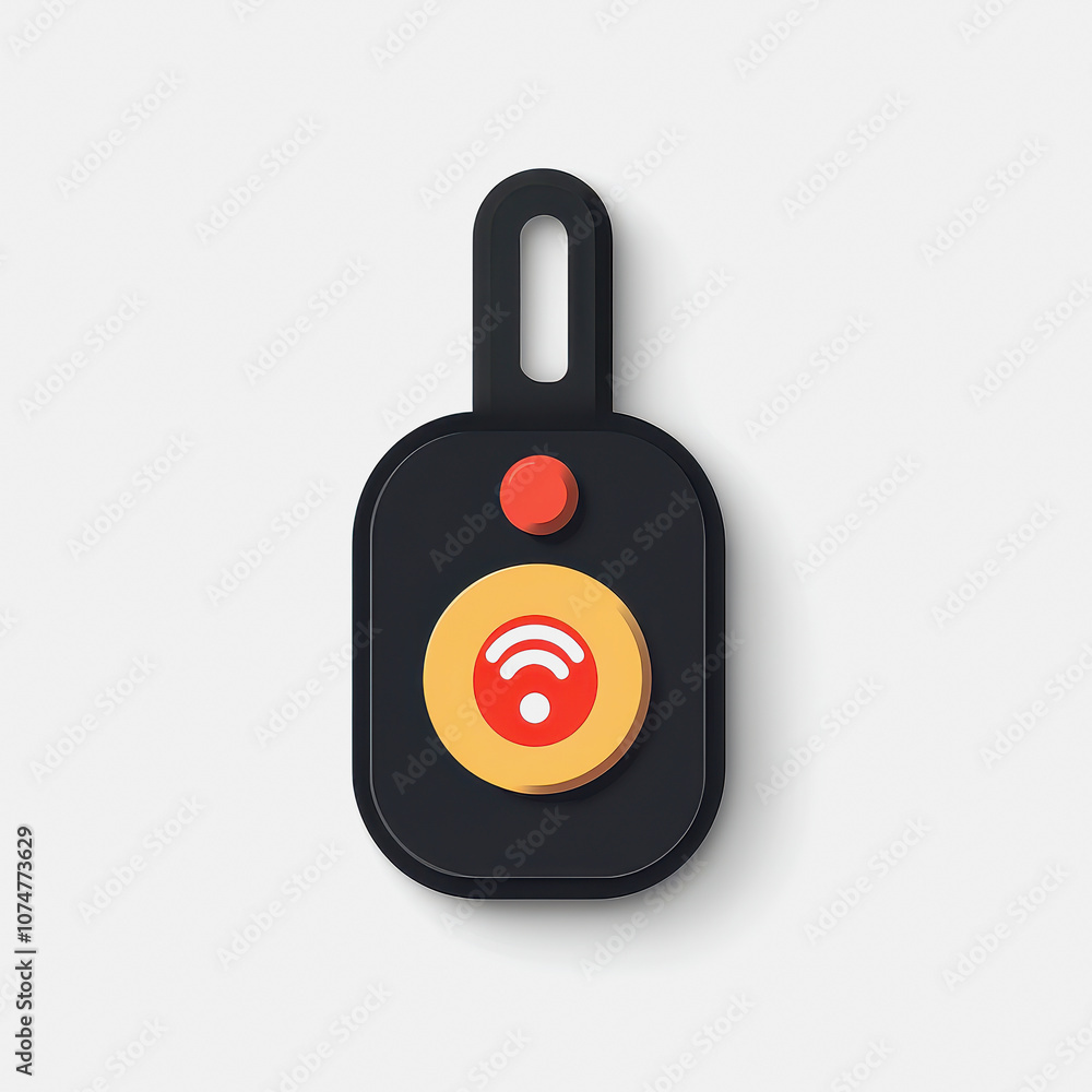 Poster a sleek bluetooth tracker icon featuring a minimalist design on a white background. perfect for repr