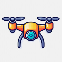 This digital illustration features a colorful drone icon on a clean white background, highlighting the modern design and technology associated with aerial devices.