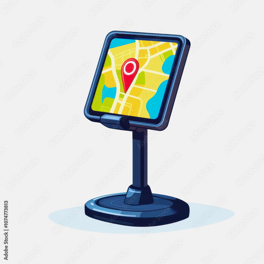 Poster this illustration features a simple car navigation icon displayed on a white background, showcasing 