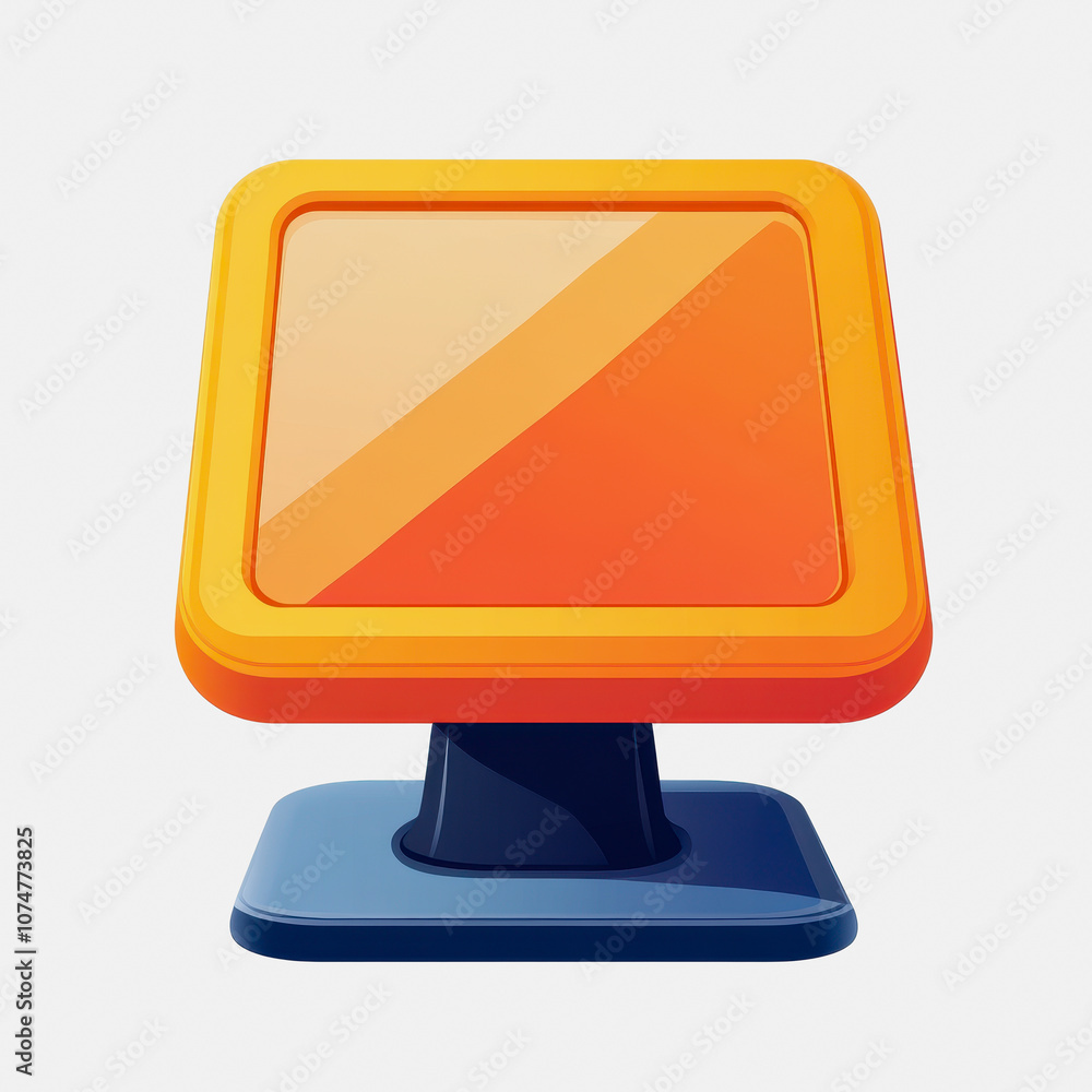 Poster a modern and minimalistic flat icon of a desktop monitor set on a white background, perfect for tech
