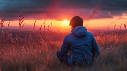 Man Watching Sunset