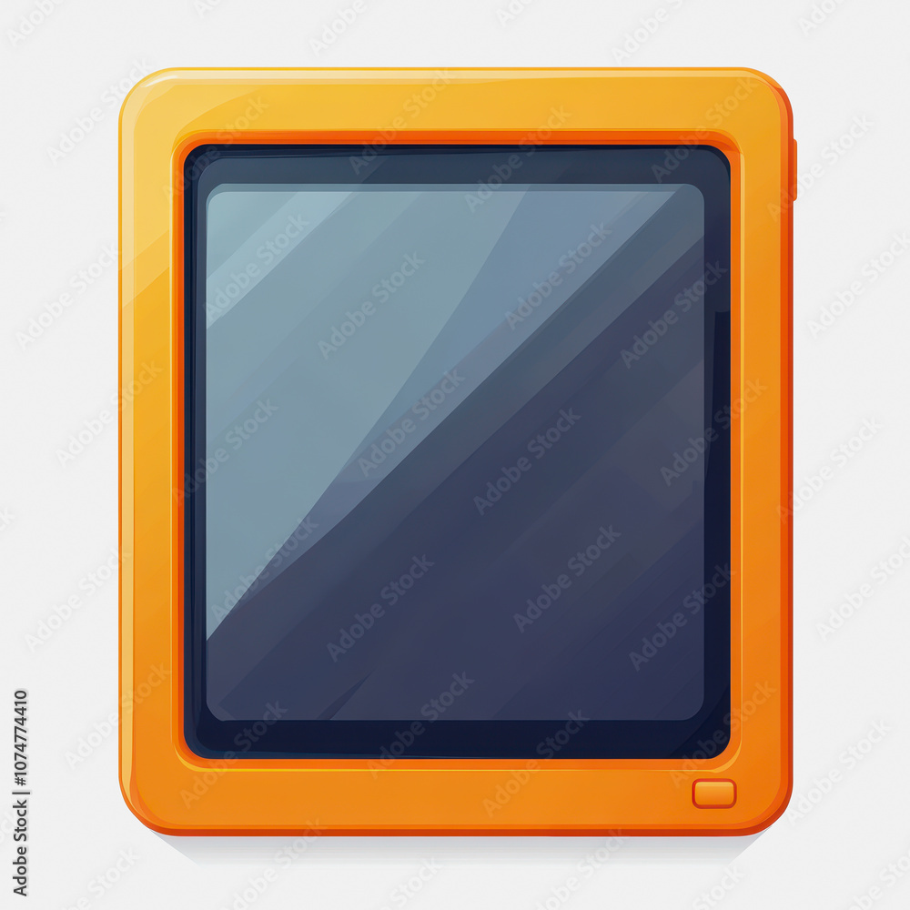 Poster this flat digital frame icon features a simple design in orange, set against a white background. ide
