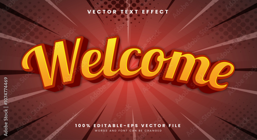 Poster welcome 3d editable text effect template