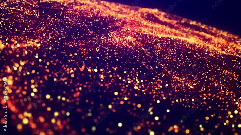 Poster abstract bg, golden magic glitters fly in air in slow motion and form beautiful swirls. luma matte a