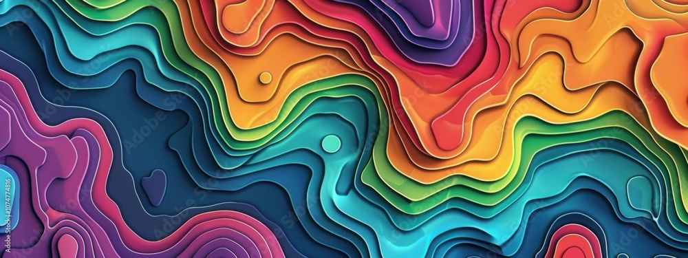 Poster abstract rainbow layered wavy pattern background