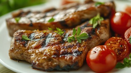 Grilled Pork Chops with Cherry Tomatoes