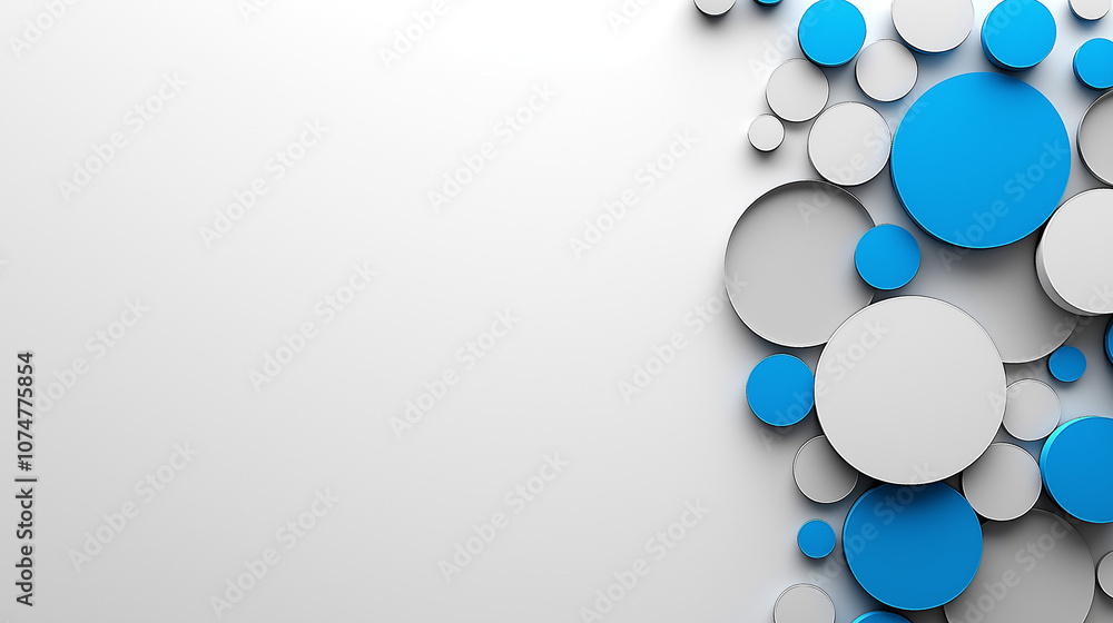 Poster colorful circular patterns create a dynamic design on a minimalist white background, showcasing artf
