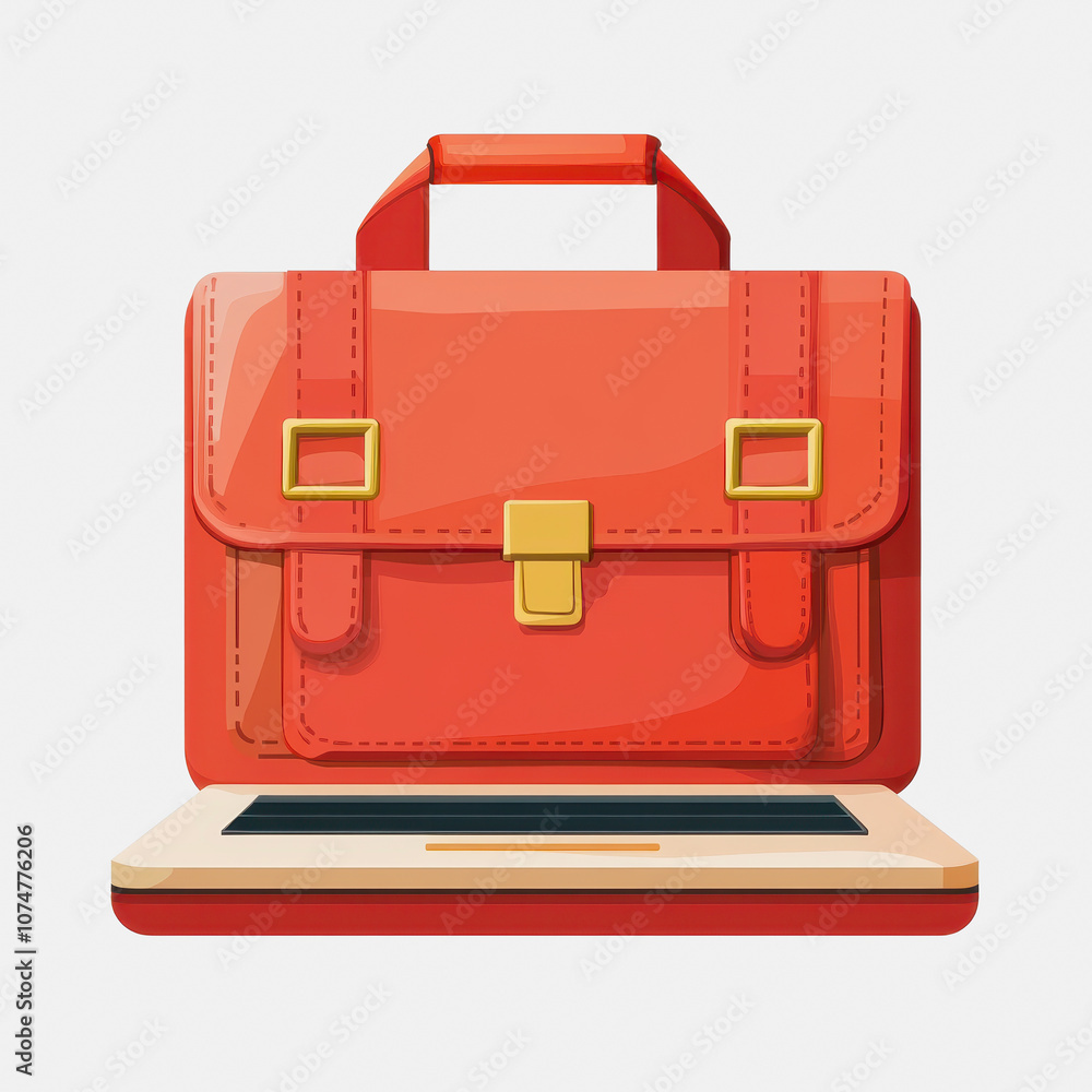 Poster this flat icon features a red laptop backpack set against a white background, perfect for representi