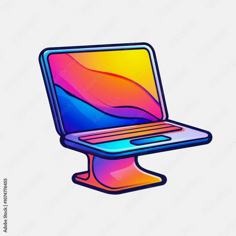 Poster this colorful laptop icon features a minimalist design perfect for modern tech aesthetics. the vibra