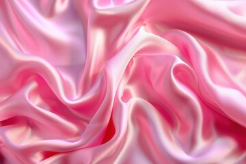 Fototapeta premium Close-up of Soft Pink Satin Fabric with Draped Folds