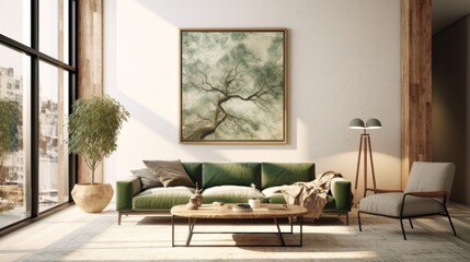 Modern Living Room with Green Accents