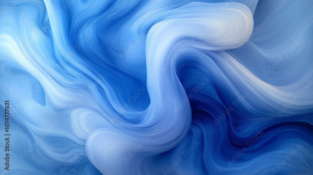 Poster abstract patterns of flowing blue hues create a serene and calming visual experience in a digital ar