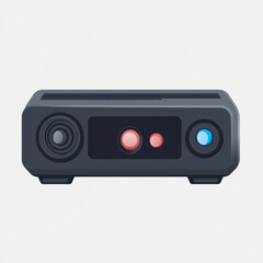 Fototapeta premium A simple and modern flat icon of a projector on a white background, perfect for use in presentations, educational materials, or digital media.