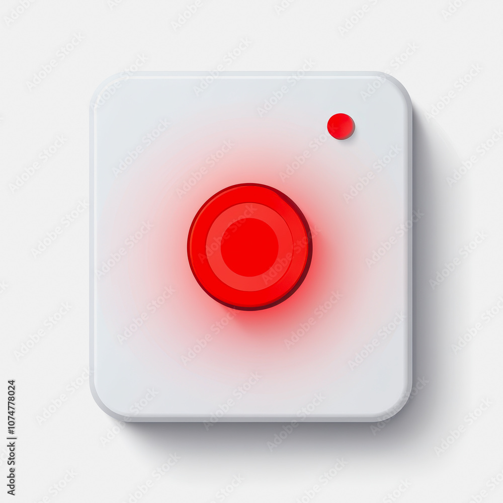 Poster this image features a flat design of a red security alarm icon on a clean white background. perfect 