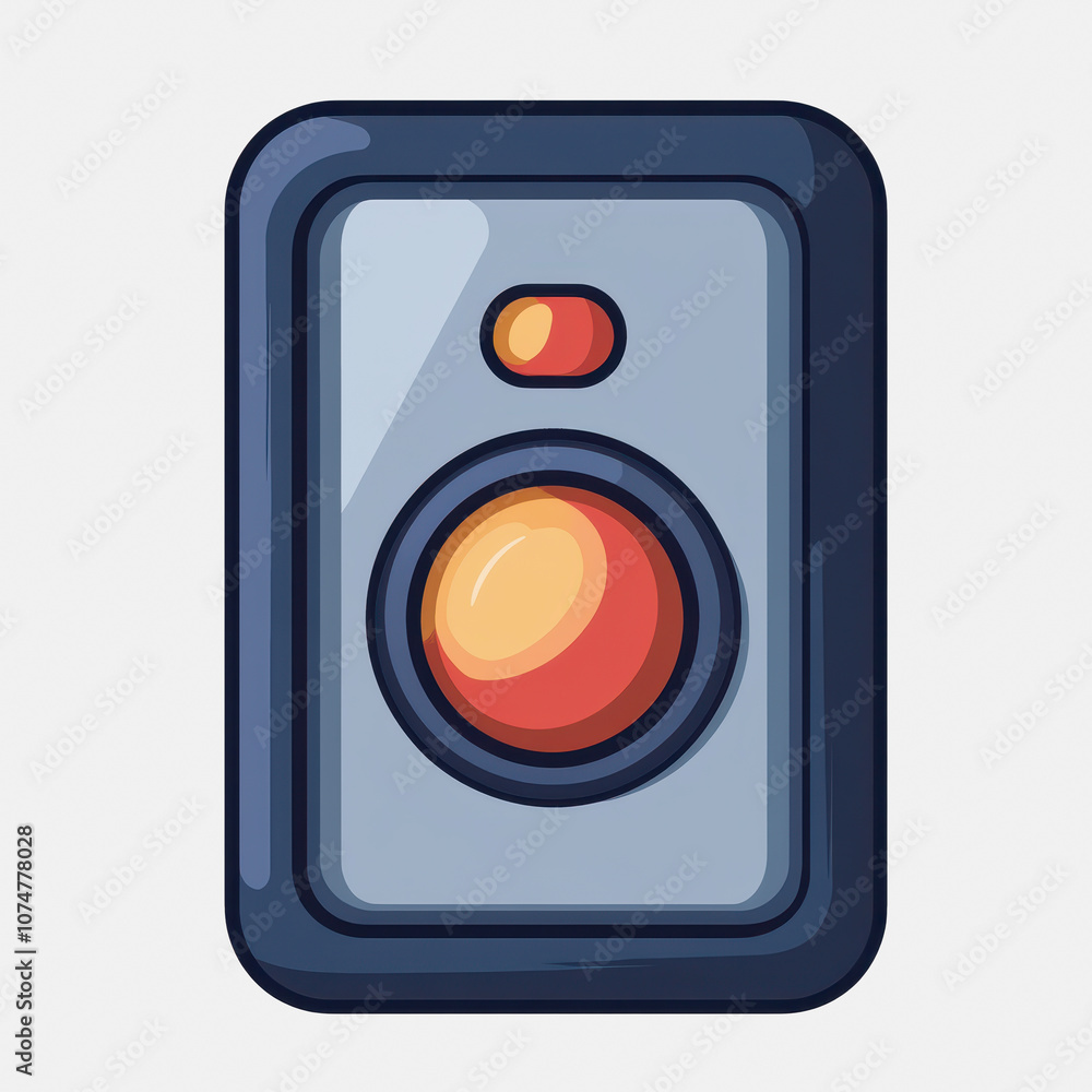 Poster this illustration features a flat design of a security alarm icon. the colorful button and sleek fra