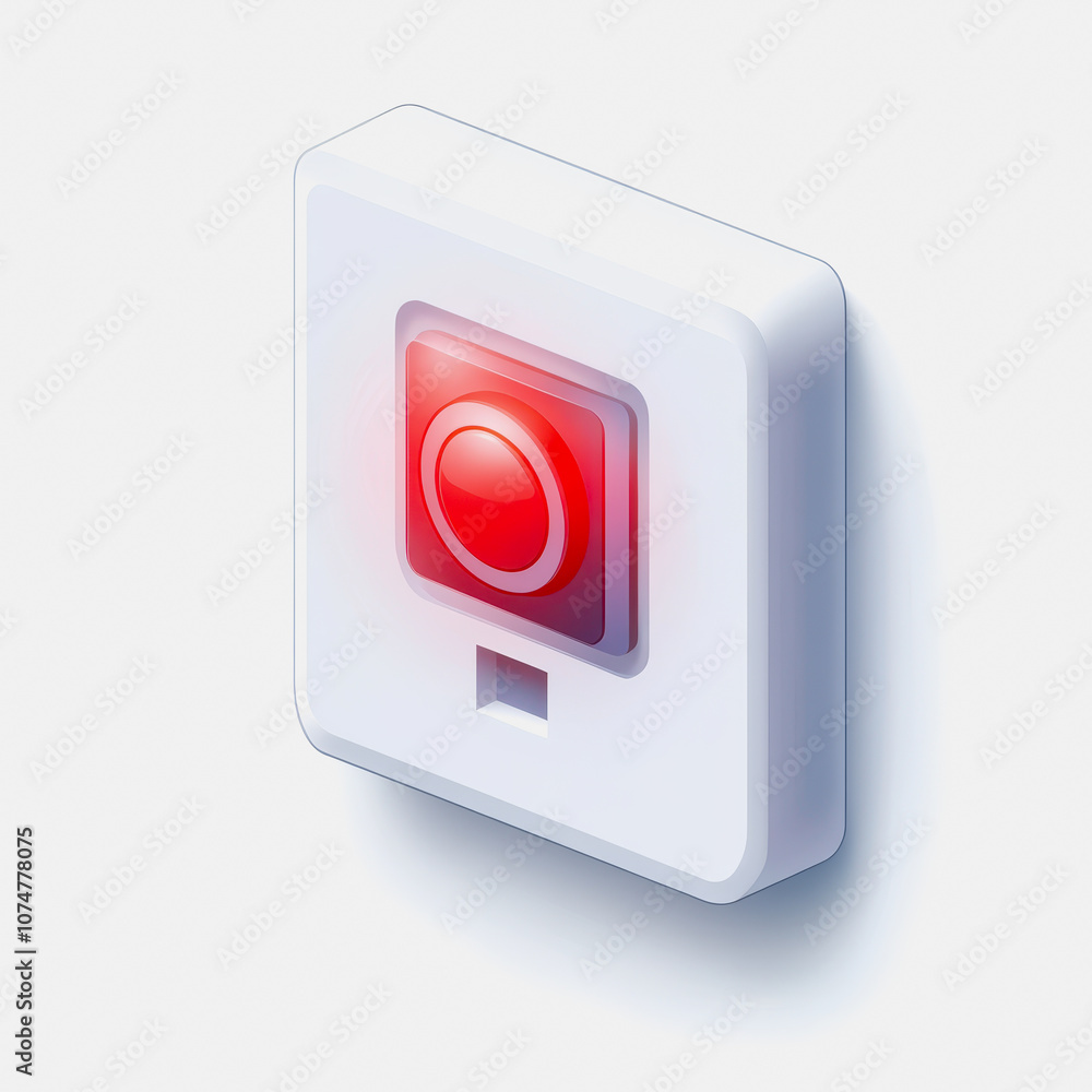 Poster a simple red alarm button icon isolated on a clean white background. perfect for illustrating securi