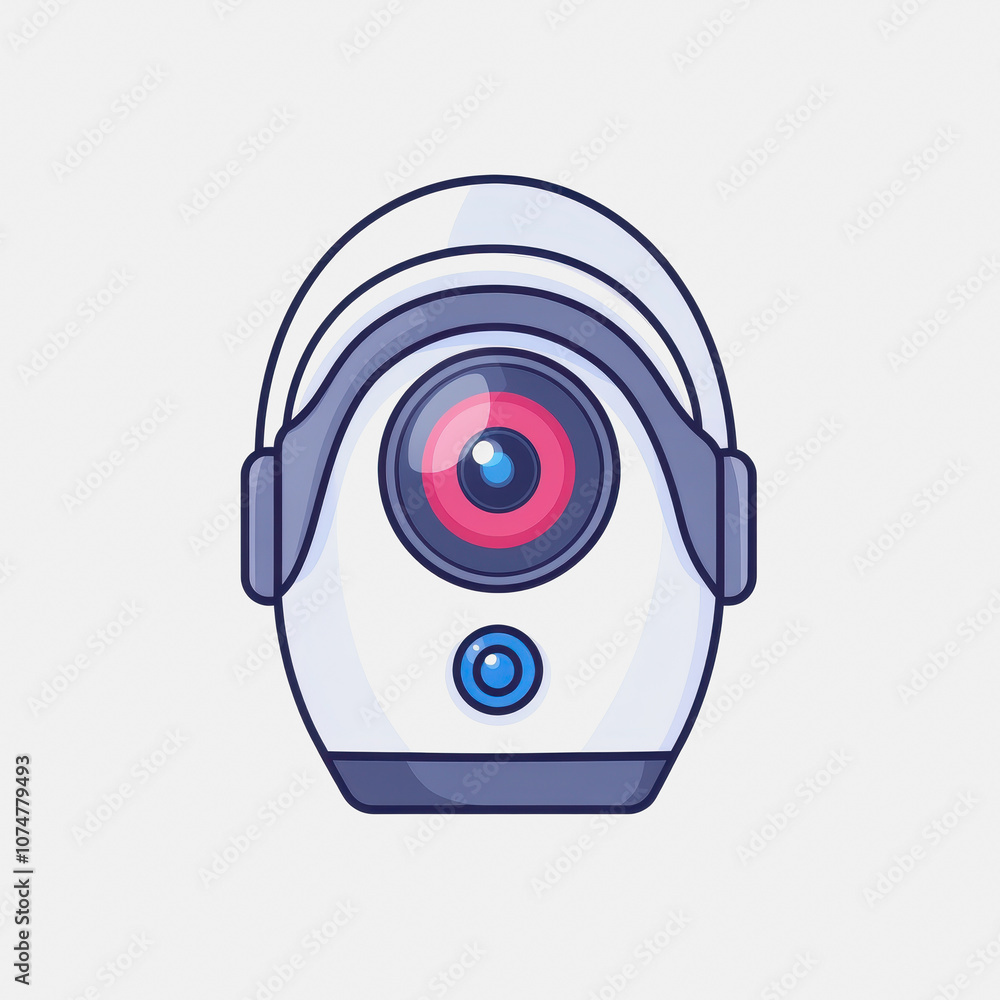 Poster this illustration features a simple flat design of a security camera. the modern and clean aesthetic