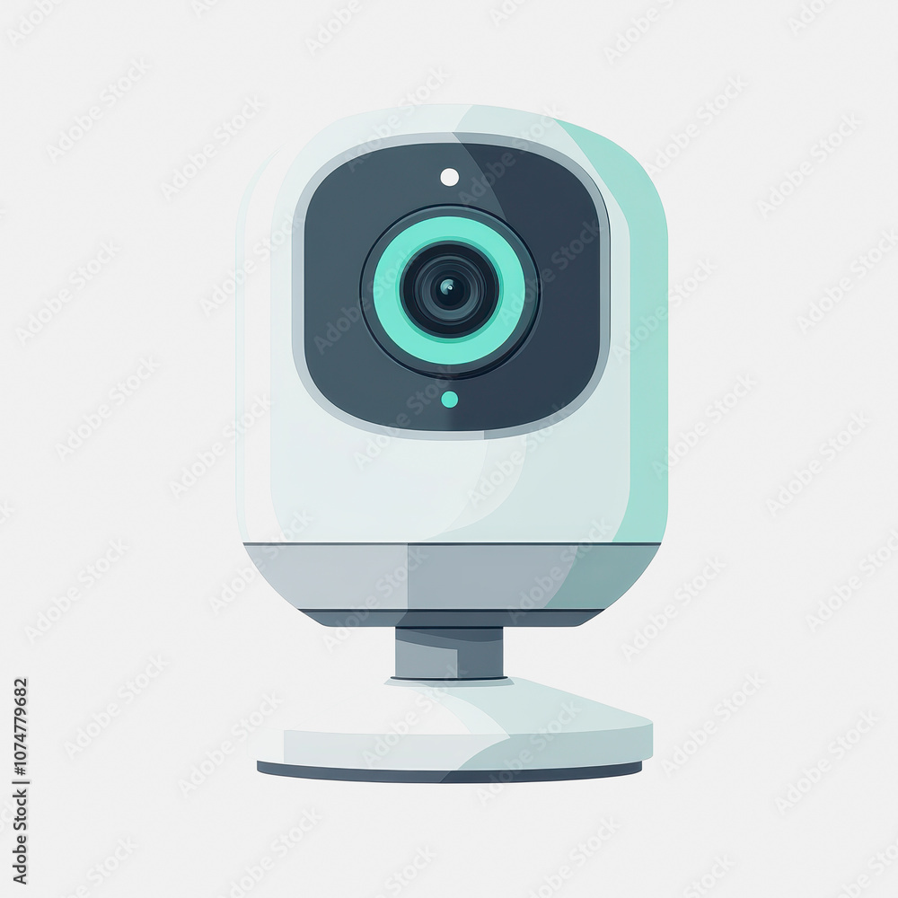Poster this sleek and modern smart security camera icon features a minimalistic design, perfect for digital