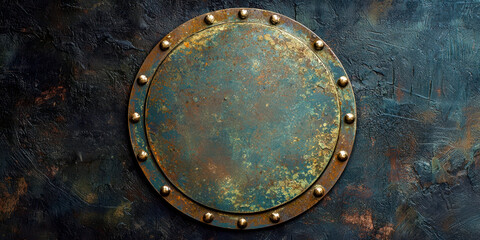 A rusted metal circle with a hole in the middle