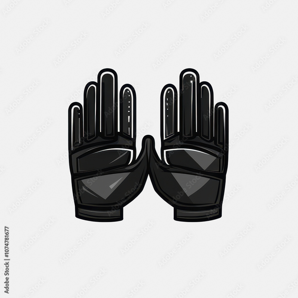 Poster this image features a simple, flat icon of vr gloves displayed on a clean white background, perfect 