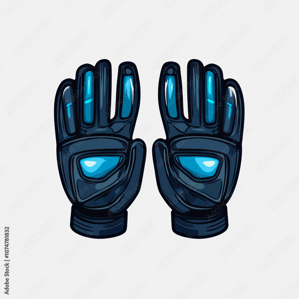 Poster this icon features a simple design of virtual reality gloves on a clean white background. ideal for 