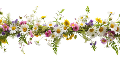  wild flowers garland, transparent background