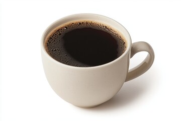 Fototapeta premium A Serene and Isolated Cup of Coffee on a White Surface, Captured in High-Quality and Realistic Detail with Soothing Ambiance