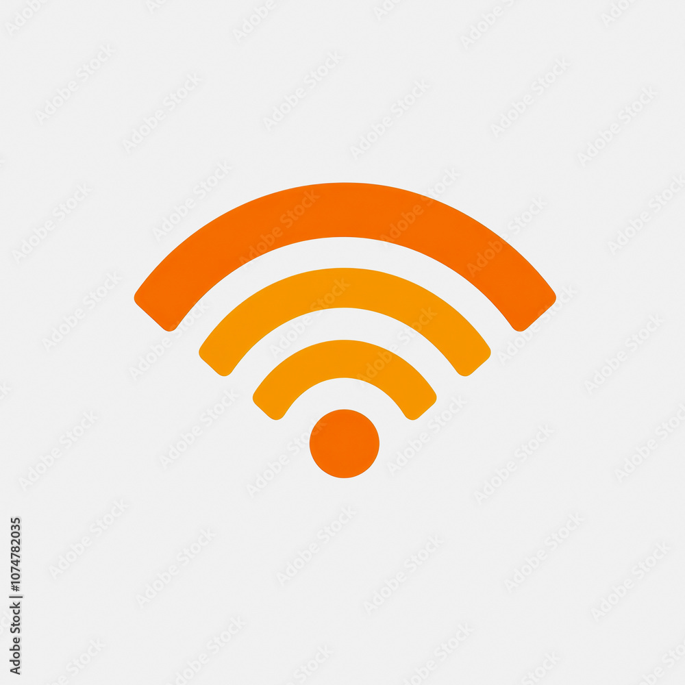 Poster this image features a simple orange wi-fi icon on a clean white background, representing wireless co