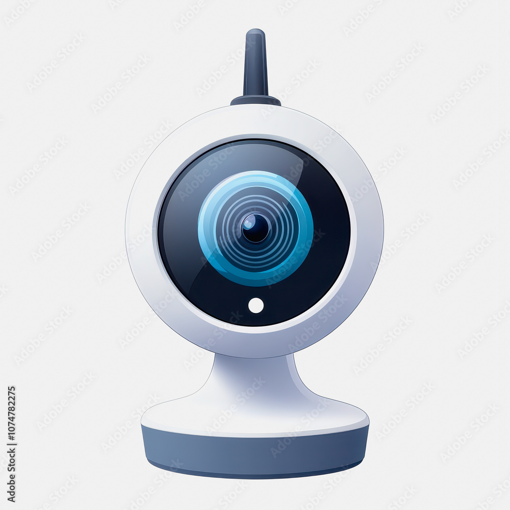 Poster a sleek and modern wi-fi security camera icon displayed on a white background. perfect for digital i