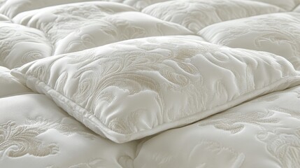 Obraz premium Opulent Textured Fabric Macro: Intricate Patterns and Soft Touch.Concept of luxury, high-end fashion, tactile experience, craftsmanship,soft goods, home decor