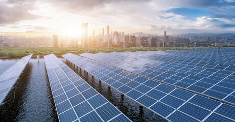 A Modern City Embracing Renewable Energy with Solar Panels