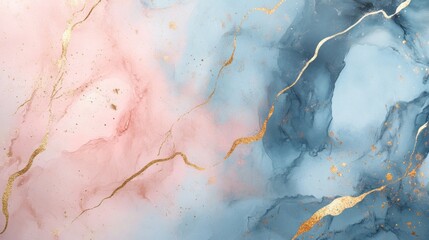 Fototapeta premium A gold and blue background with pink and blue streaks