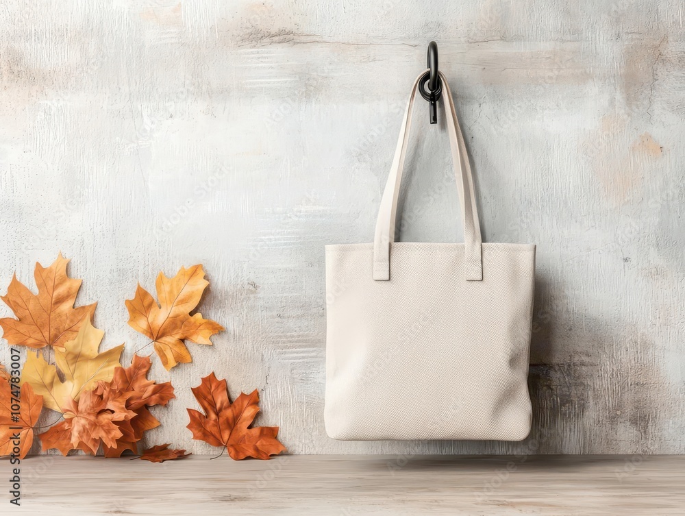 Poster showcase your style with this elegant mock-up design of a fall-themed tote bag