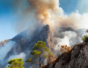 Fototapeta premium An overhead view of a forest fire. Generated with AI